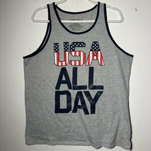 Men's Gray "USA ALL DAY" Graphic Tank Top Fifth‎ Sun Size Adult Large